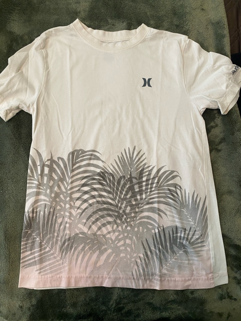 Hurley White Tee with Gray Palm Graphic